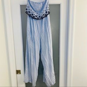 Jessica Simpson Pinstripe Strapless Jumpsuit S NWT